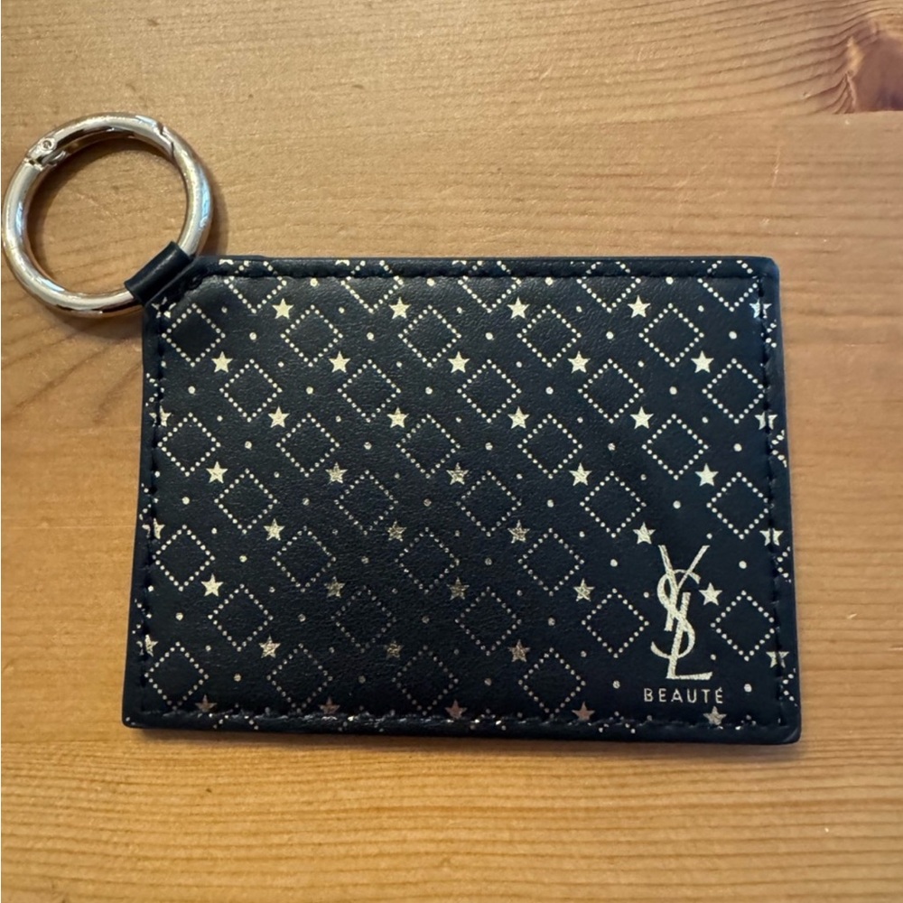 YSL Black Card Holder with Key Ring NWOT - Picture 1 of 2